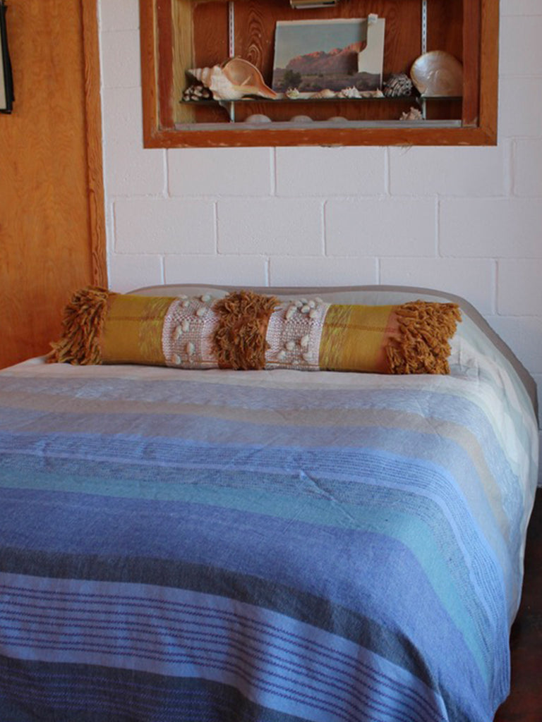 Handwoven Bedspread - Blue Fade