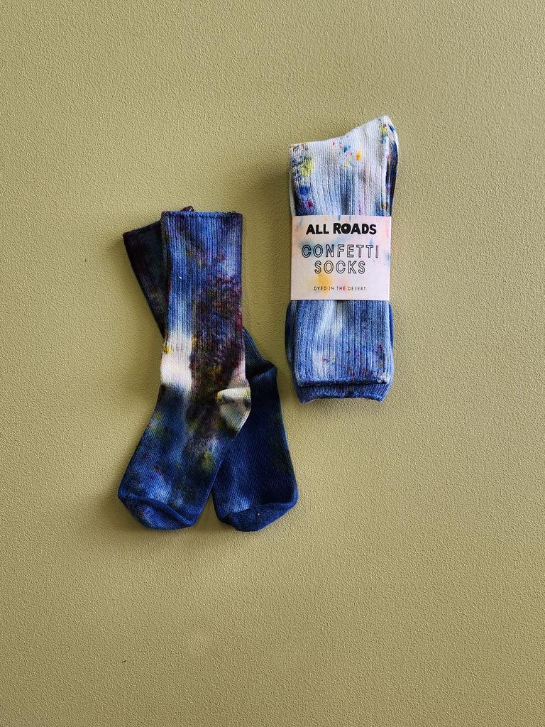 blue tie dyed socks