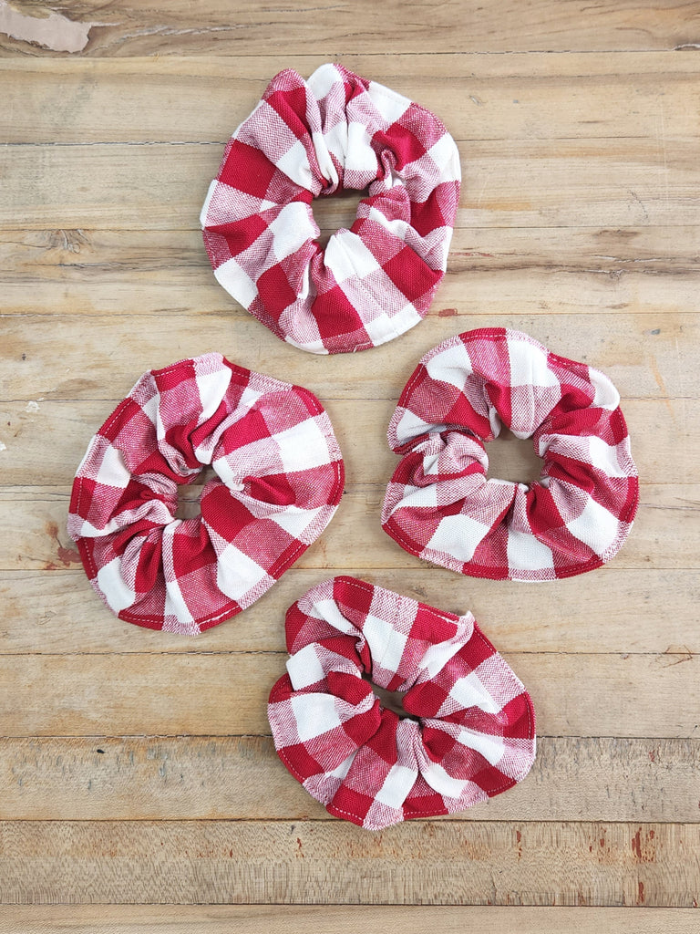 Cotton Scrunchie - Cherry Check