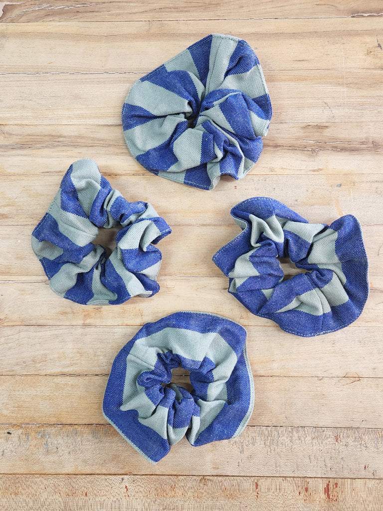 Cotton Scrunchie - Cobalt & Mint