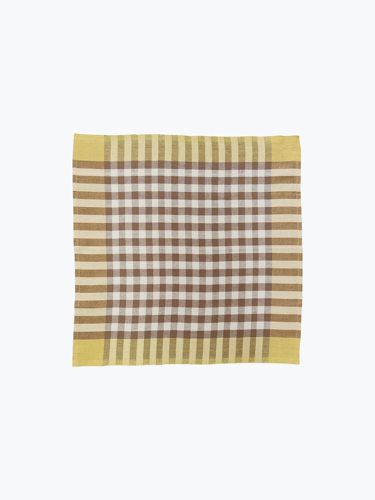 Outlet: Cotton Napkin Pair - Grid Dijon