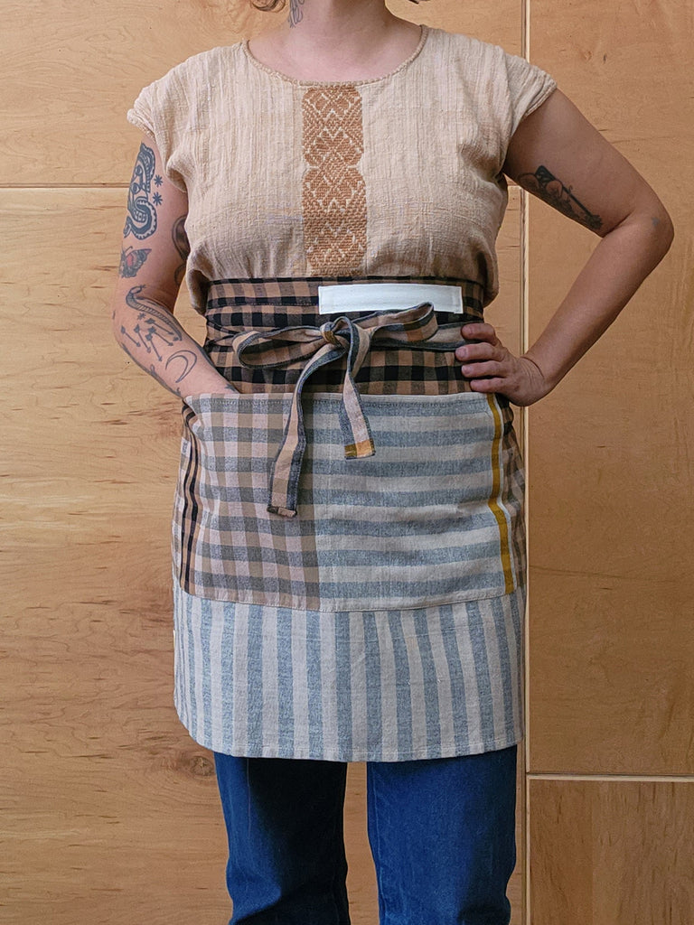 Cafe Apron - Granite Plaid