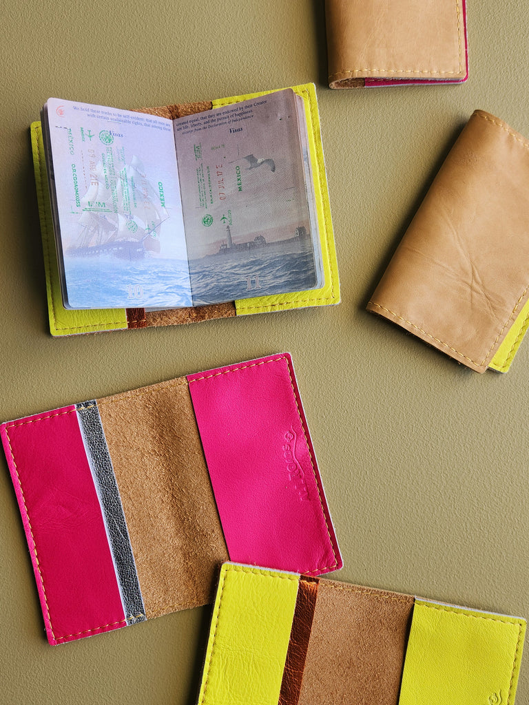 Leather Passport Case - Pink