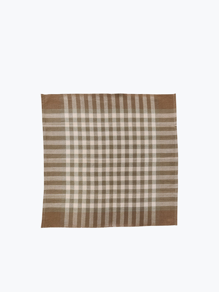 Outlet: Cotton Napkin Pair - Grid Hemp