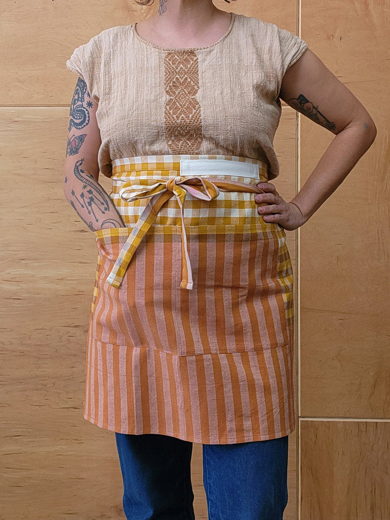 Cafe Apron - Ochre Plaid