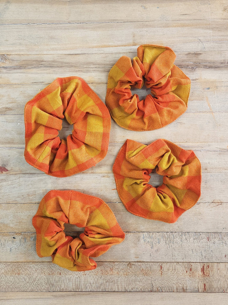 Cotton Scrunchie - Orange & Mustard