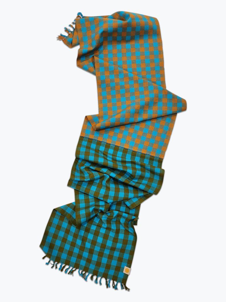 Chunky Plaid Table Runner - Pond