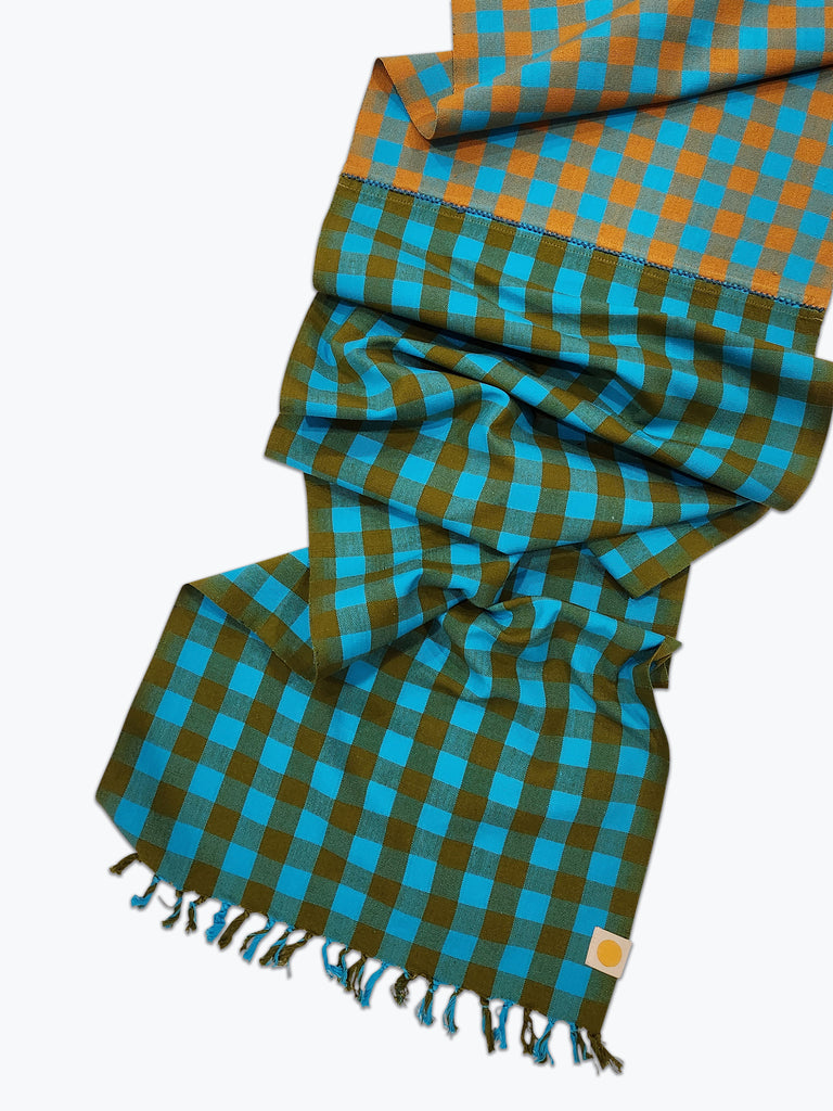 Chunky Plaid Table Runner - Pond