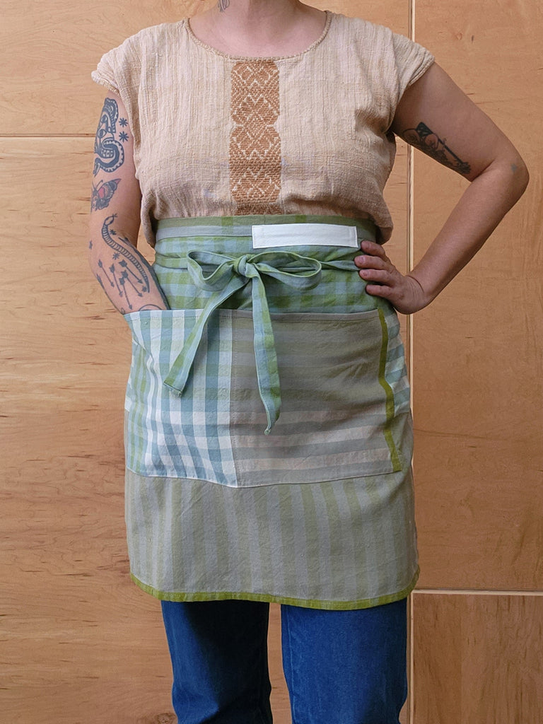 Cafe Apron - Sage Plaid