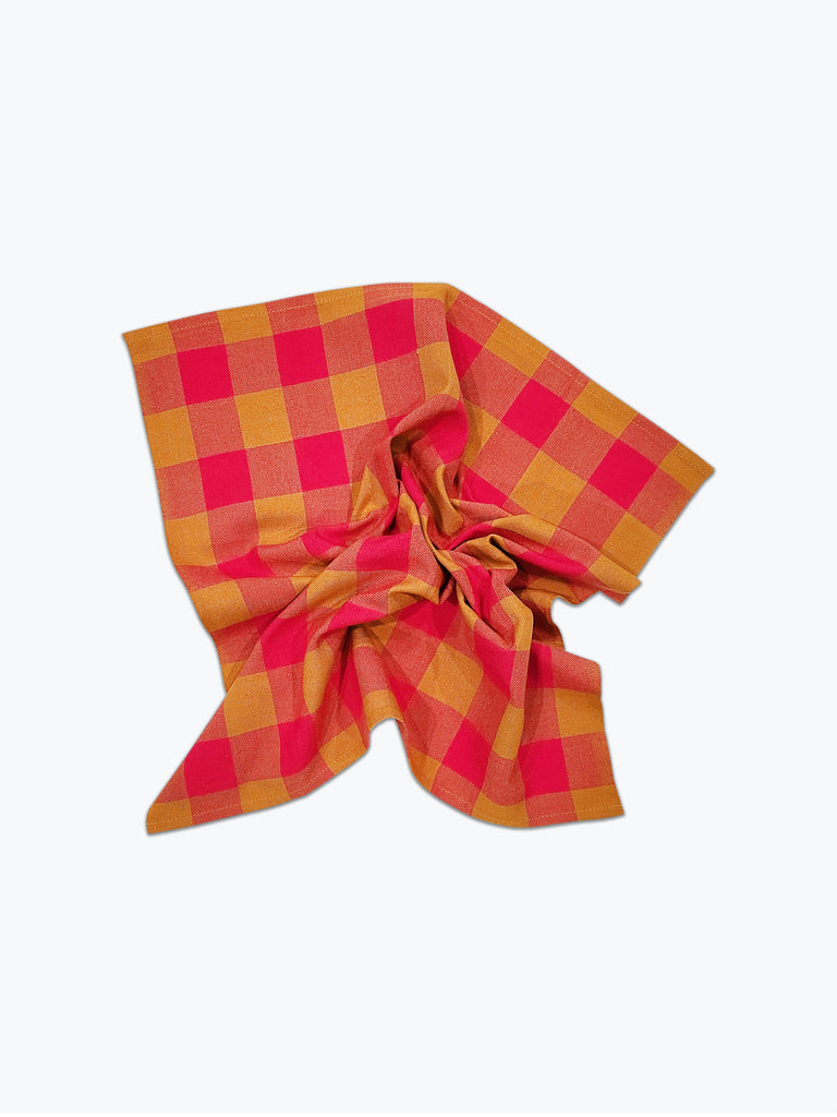 Big Gingham Napkin Pair -Pink