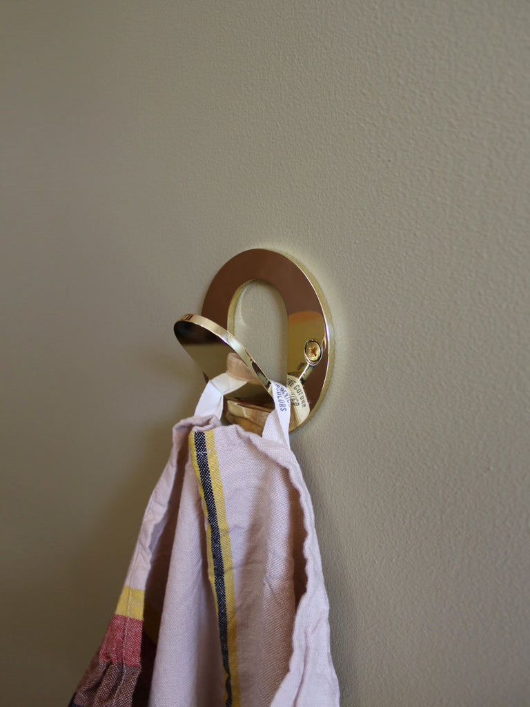 Single Tab Wall Hook - Brass