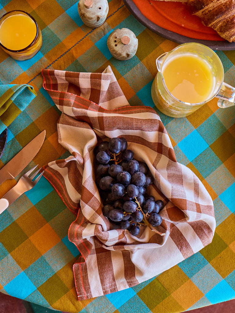 Cotton Tea Towel - Brown Plaid