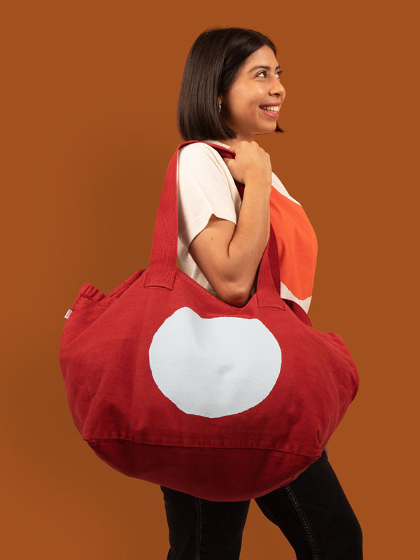 Canvas Circle Tote - Cranberry