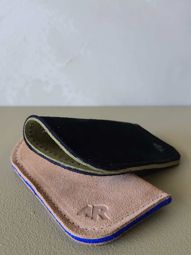 Suede Eyeglass Case - Black/Green