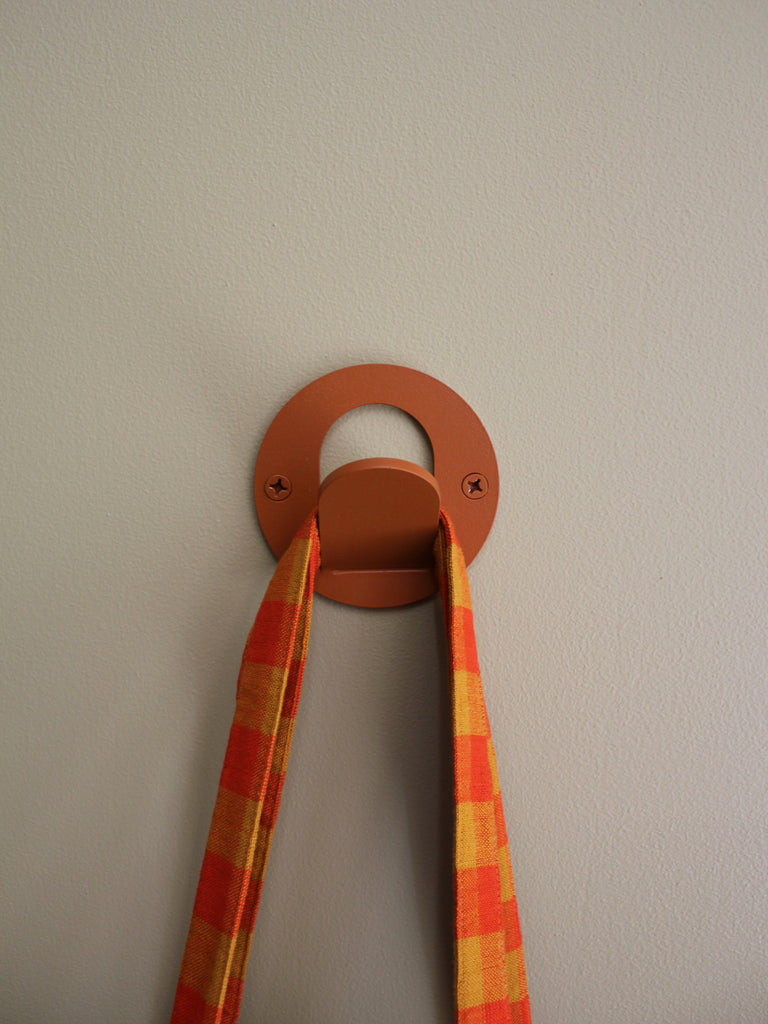 matte burnt orange round modern wall hook
