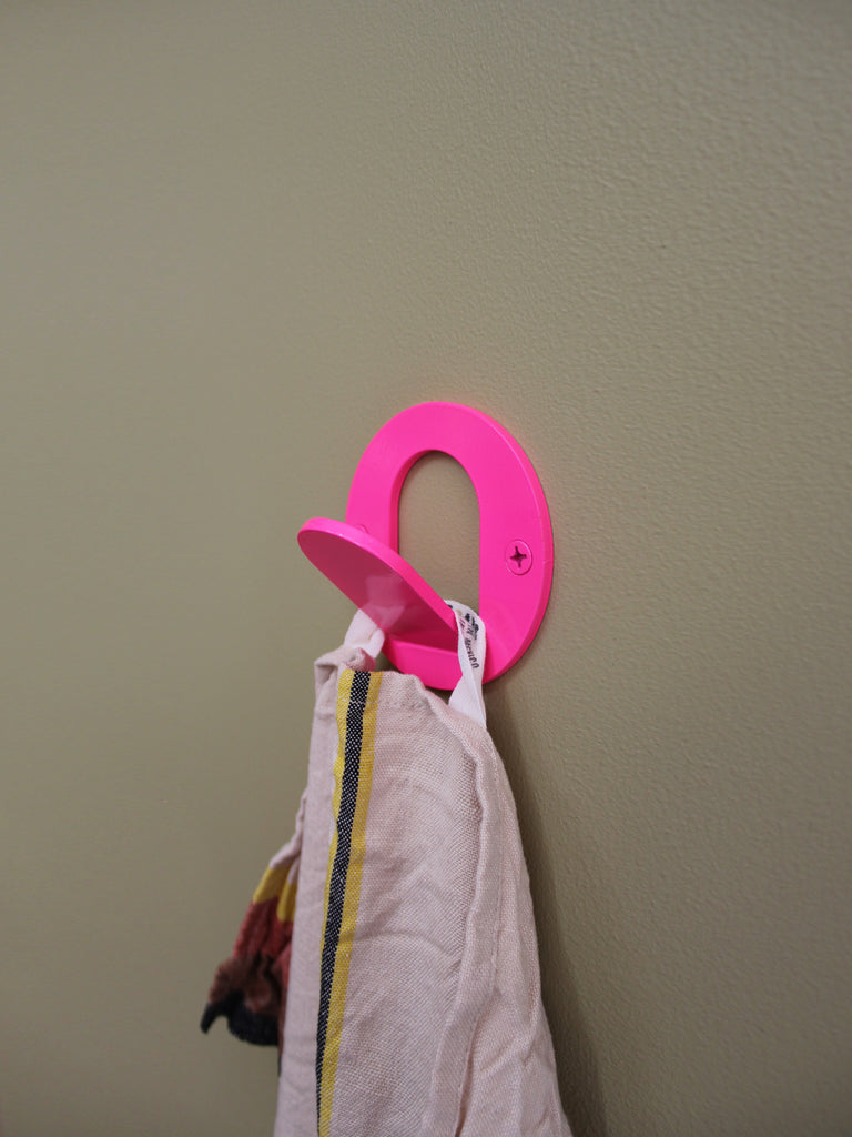 Single Tab Wall Hook - Fluro Pink Gloss