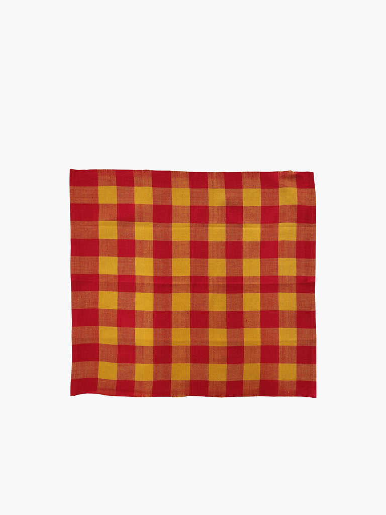 Outlet: Cotton Napkin Pair - Big Gingham Ketchup & Mustard