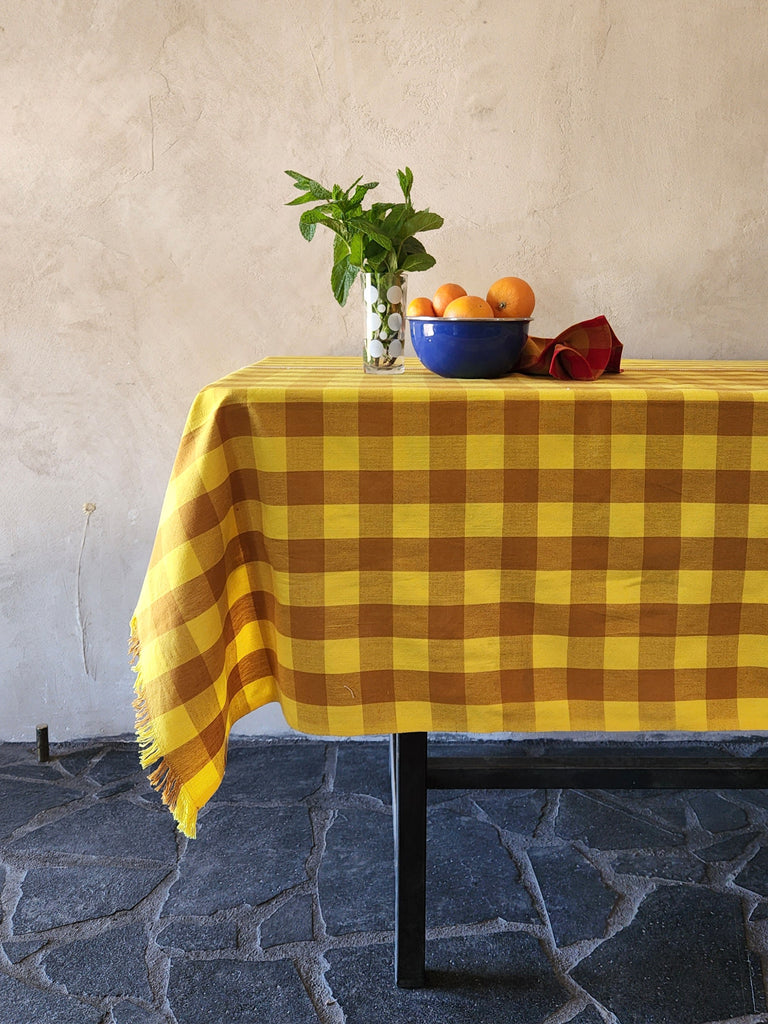 Lemon & Mustard Gingham Tablecloth