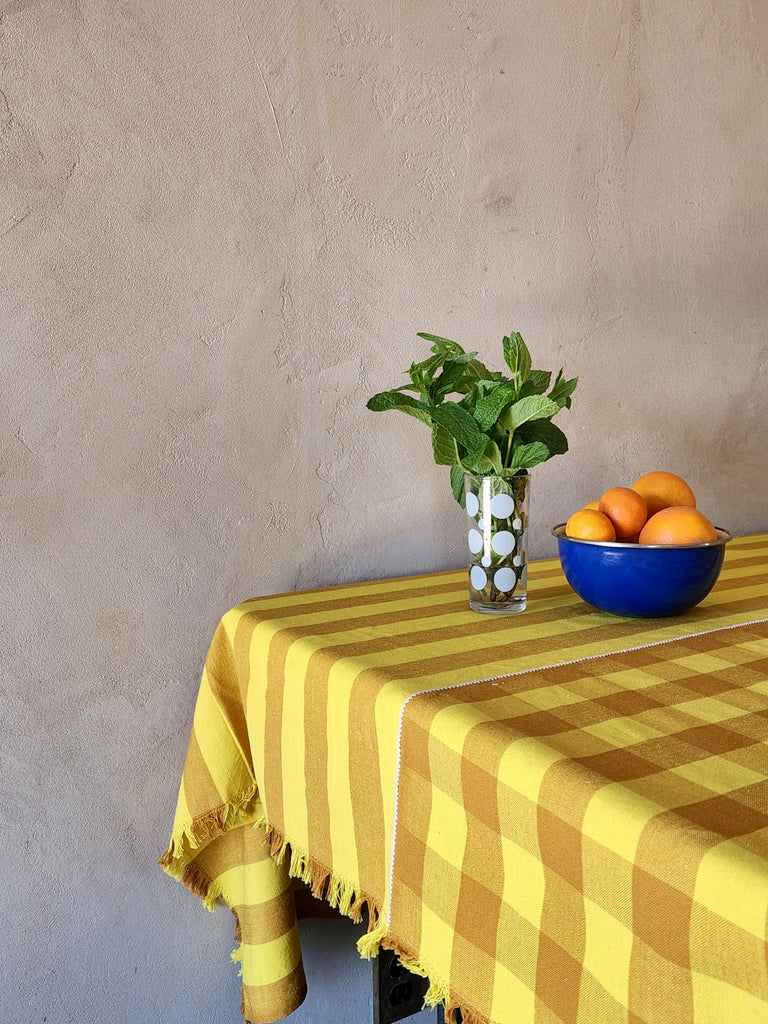 Lemon & Mustard Gingham Tablecloth