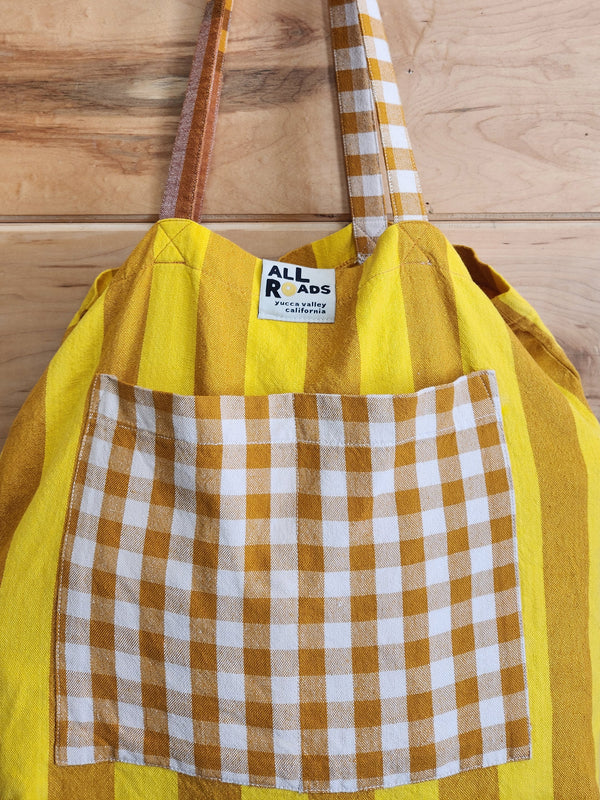 Mezcla Tote - Lemon Stripe & Ochre Check