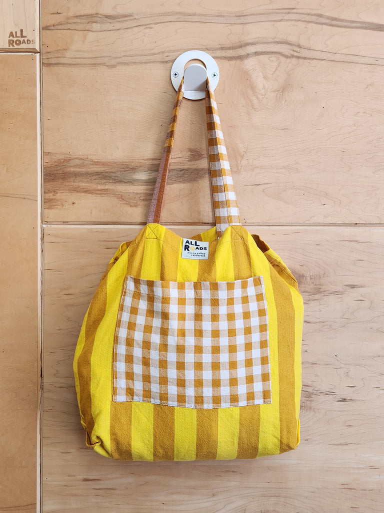 Mezcla Tote - Lemon Stripe & Ochre Check