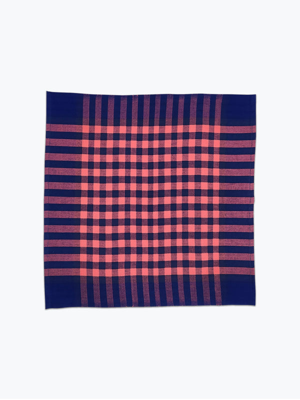 Navy blue and candy pink gingham plaid cloth napkins.