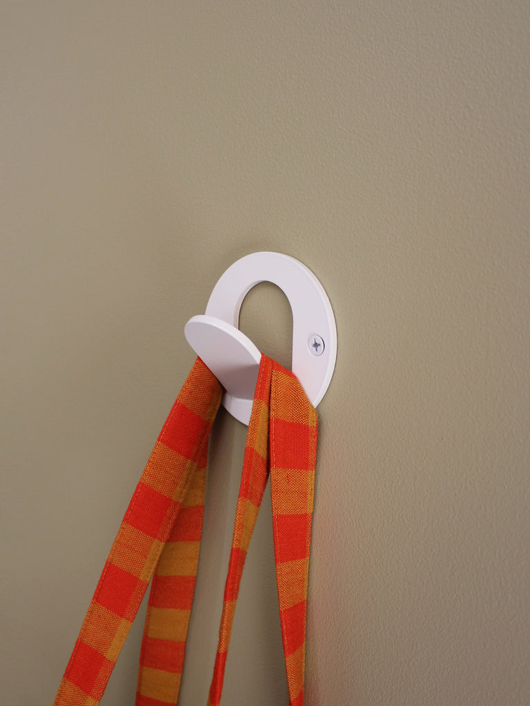 Single Tab Wall Hook - Off-White Satin