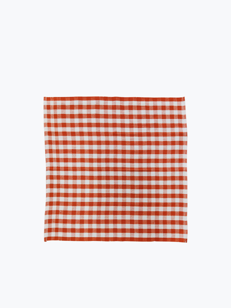 Outlet: Cotton Napkin Pair - Orange Check