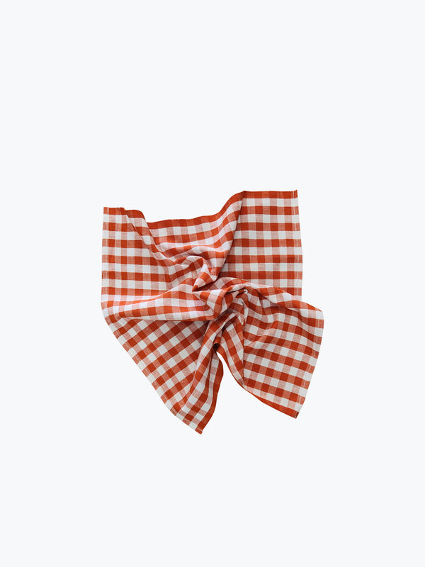 Outlet: Cotton Napkin Pair - Orange Check