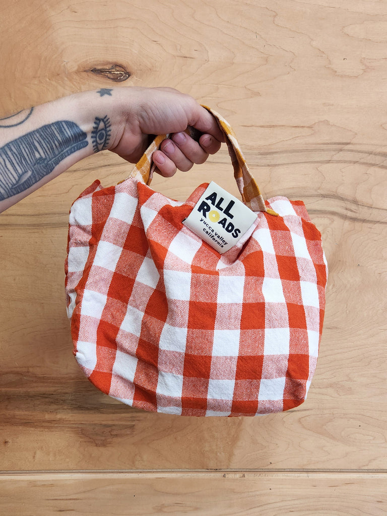 White Checkered Pattern Tote Bag