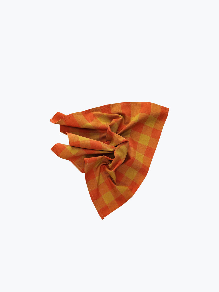 Outlet: Cotton Napkin Pair - Big Gingham Orange & Ochre