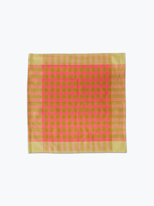 hot pink and yellow plaid napkin