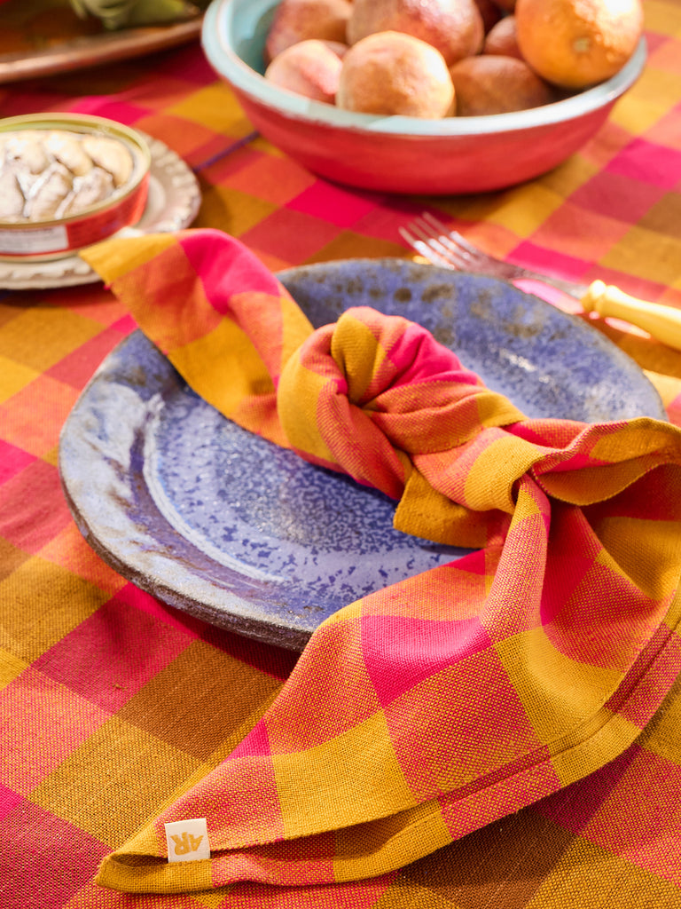 Big Gingham Napkin Pair -Pink