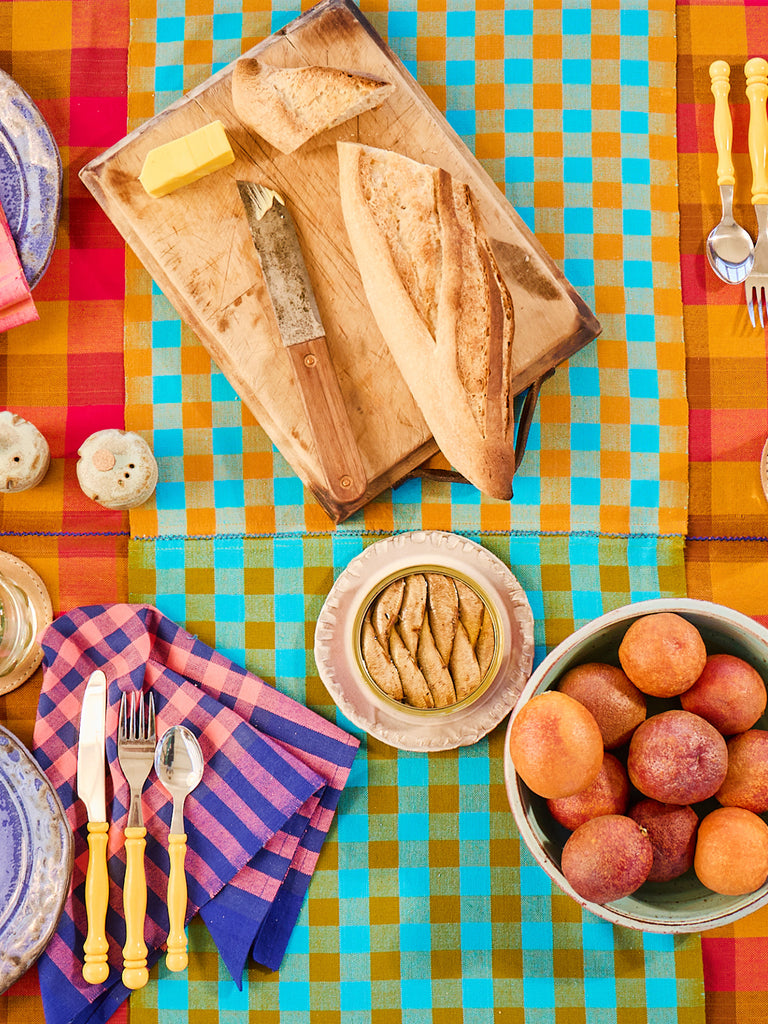 Chunky Plaid Table Runner - Pond