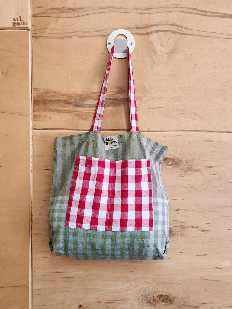 Mezcla Tote - Sage & Cherry Check