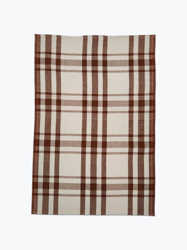 Cotton Tea Towel - Brown Plaid
