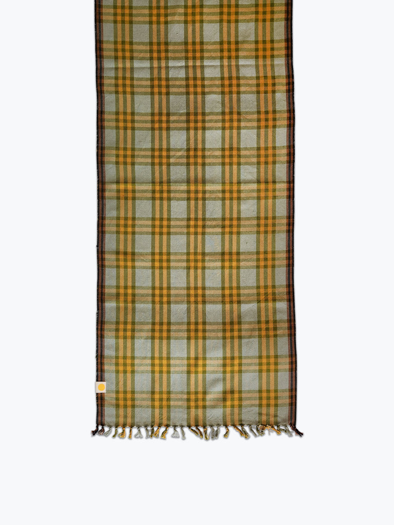 green and yellow plaid table runner