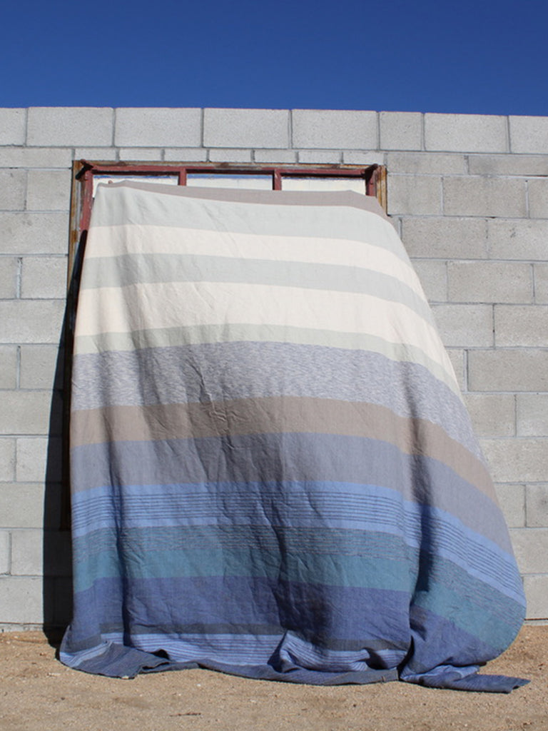 Handwoven Bedspread - Blue Fade