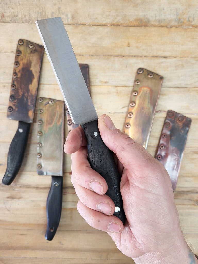 Utility Knife with Handmade Copper Sheath