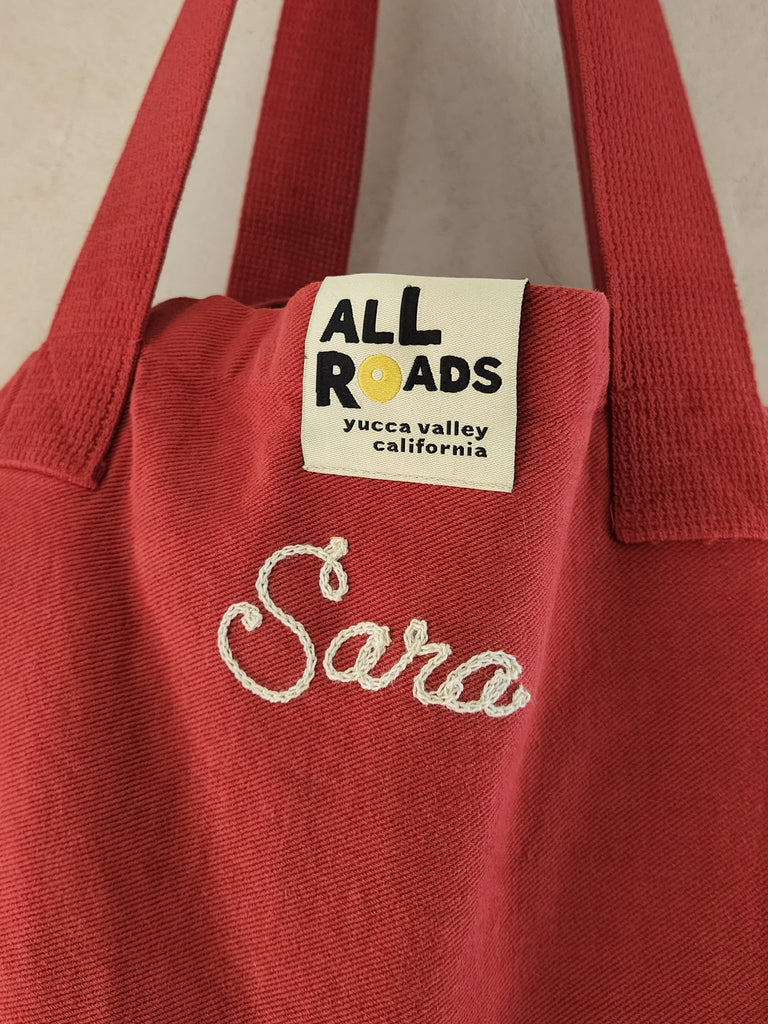 Canvas Circle Tote - Cranberry