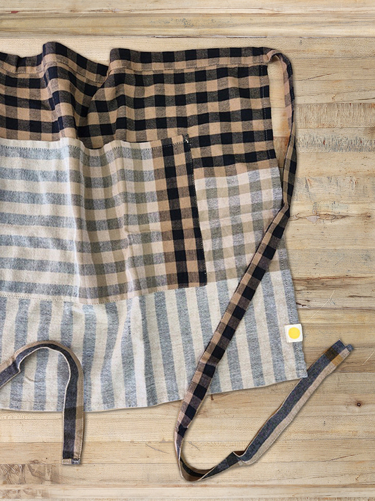 Cafe Apron - Granite Plaid