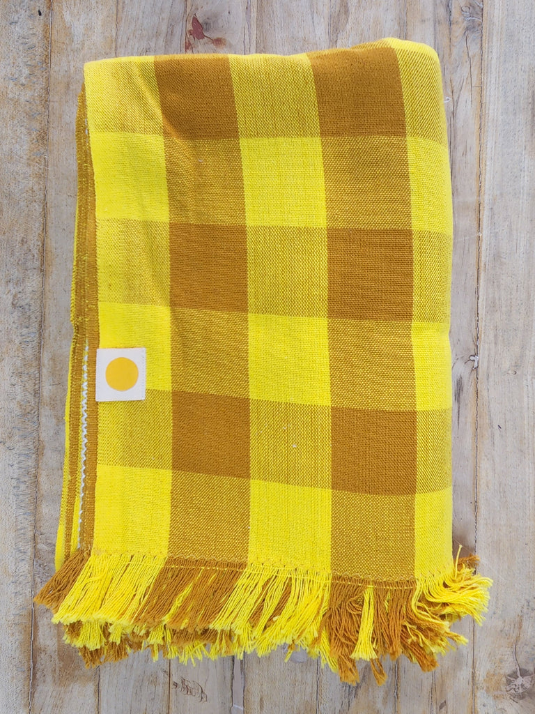 Lemon & Mustard Gingham Tablecloth