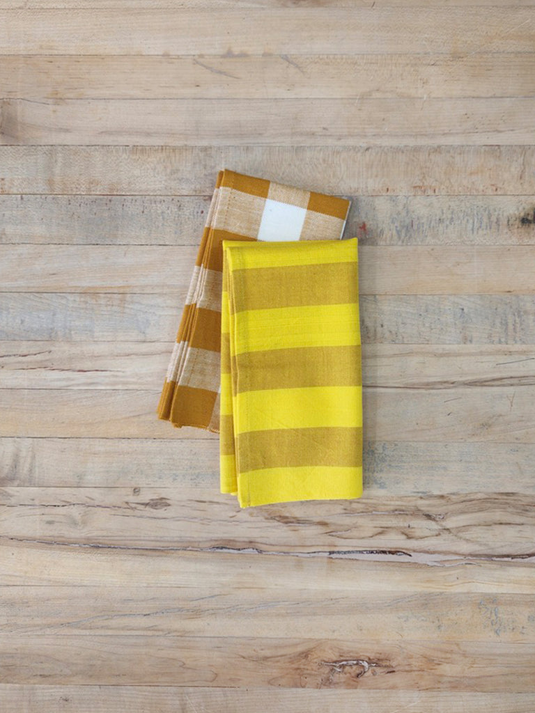 Yellow Gingham Cloth Napkins - All Roads