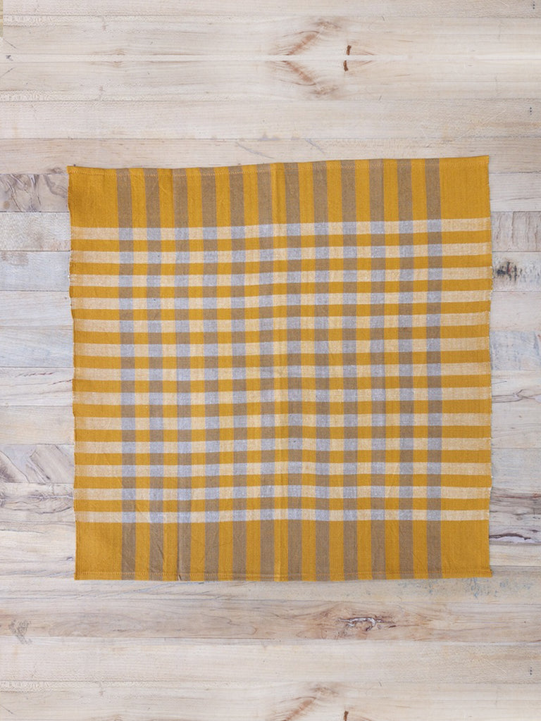 Yellow Ochre Gingham Cloth Napkin - All Roads