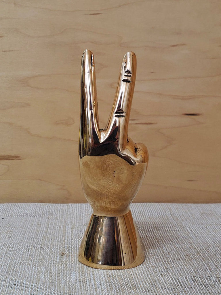 Bronze Peace Hand Sculpture
