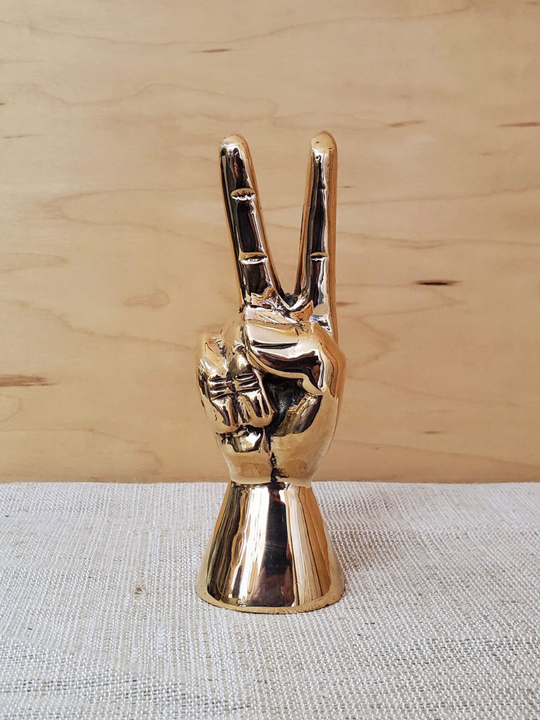 Bronze Peace Hand Sculpture