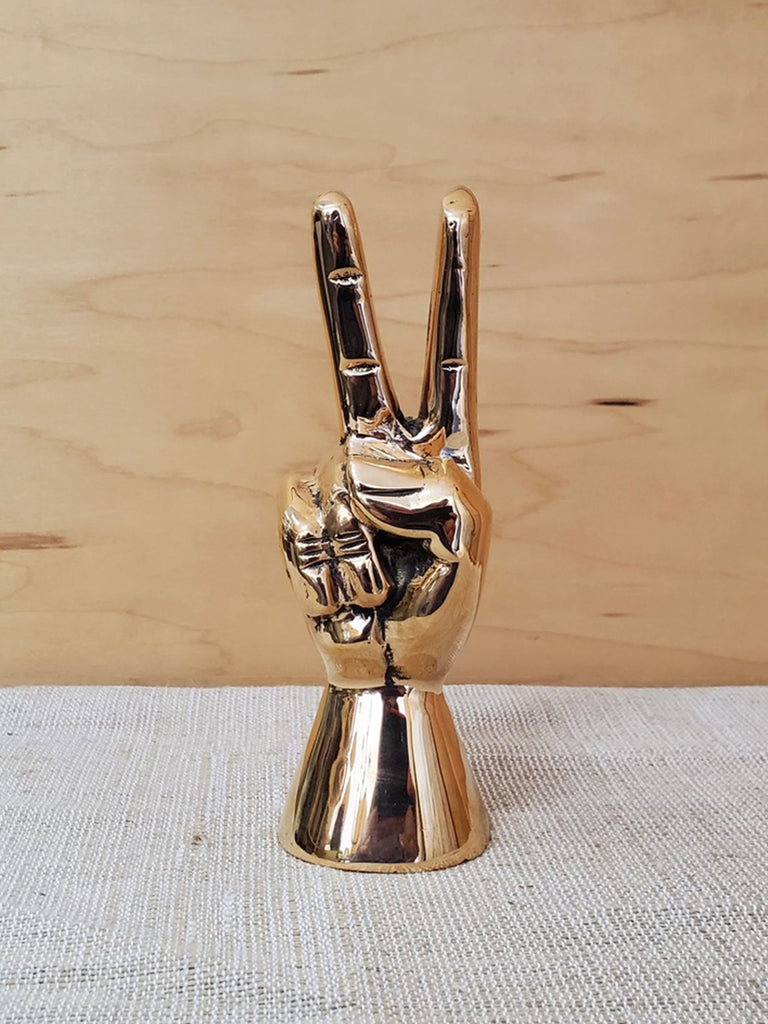 Bronze Peace Hand Sculpture